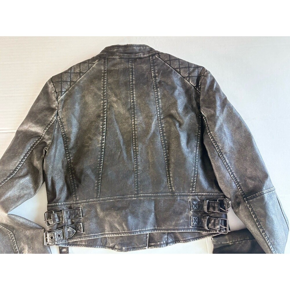 Circus by Sam Edelman Women’s Vegan Leather Moto Biker Jacket Gray Size M - Picture 12 of 16